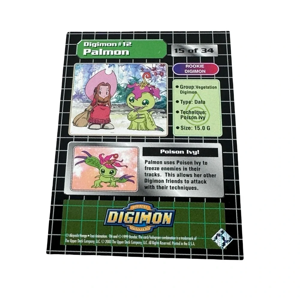 1999 Upper Deck Digimon Series 1 Palmon #12 Prism Holo Rookie Card DP 200